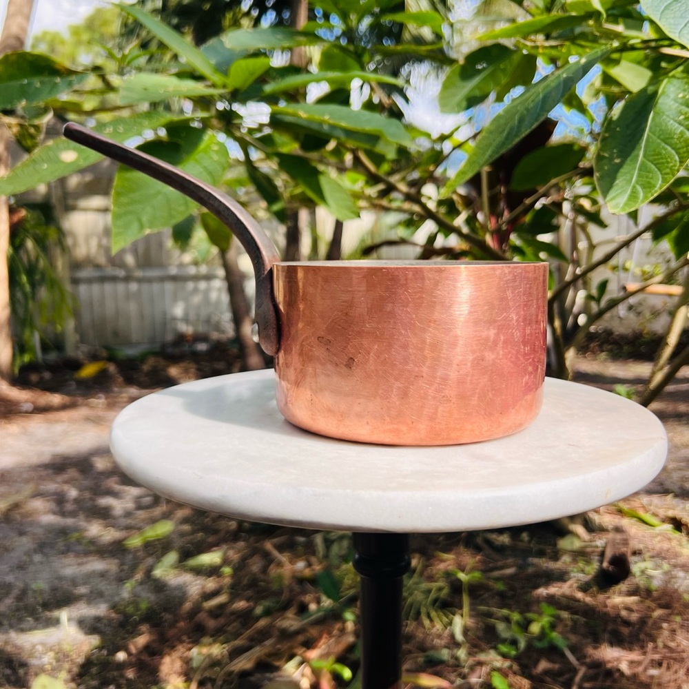 GORG!!! Vintage Copper Saucepan with Cast Iron Handle